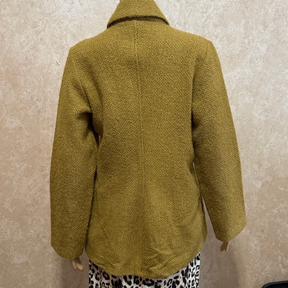 Eileen Fisher wool mixed mohair blazer jacket dress jacket M mustard made in USA - Picture 7 of 11